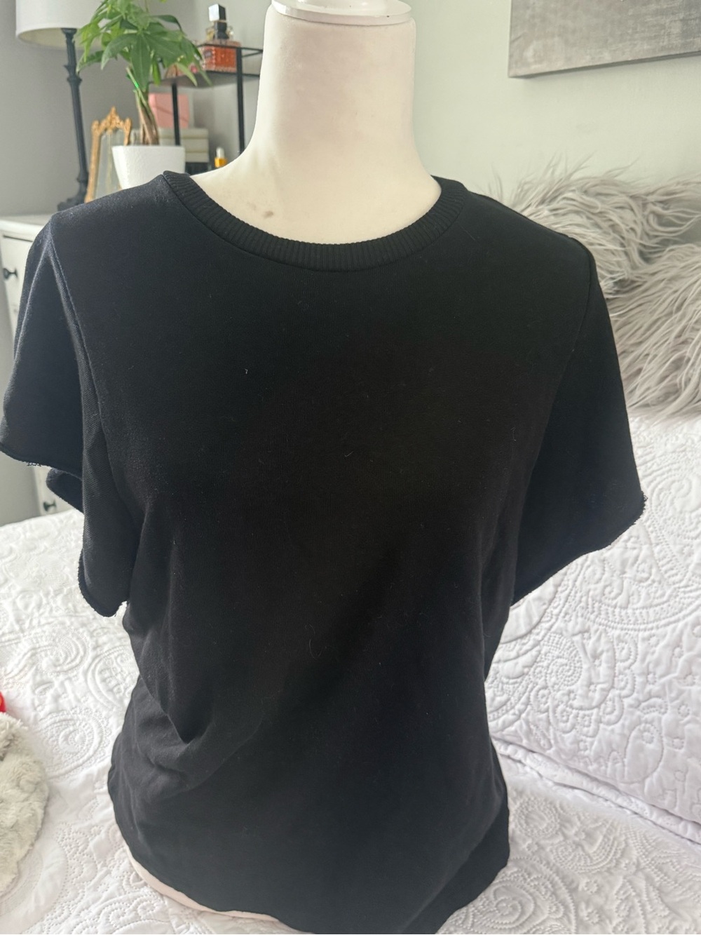 Monrow Black Short-Sleeve Crewneck Tee